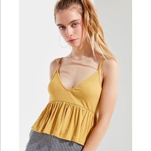 UO Ribbed Knit Peplum Tank Top